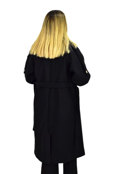 Kadın Apoletli Kaşe Kaban K3122 BGL-ST03283 - 10