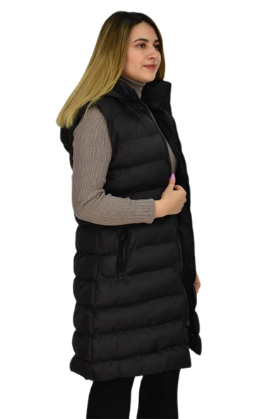 Kadın Kapüşonlu Uzun Yelek 2308 BGL-ST03275 - 5