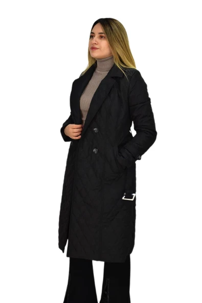 Kadın Kapitone Baklava Dikişli Kaban K3140 BGL-ST03290 - 8