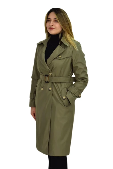 Kadın Kemerli Trençkot K3064 BGL-ST03286 - Resim 8