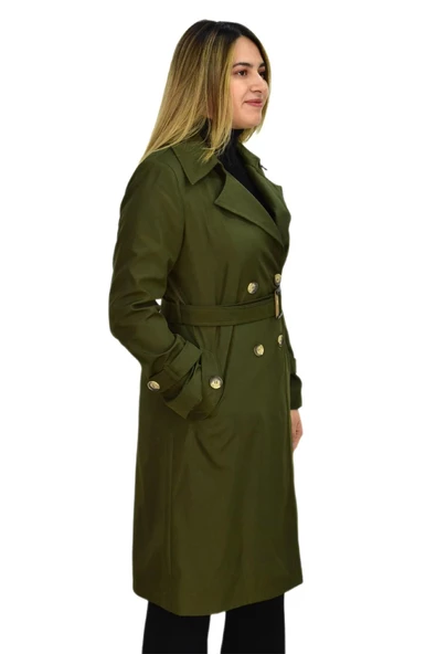 Kadın Kemerli Trençkot K3064 BGL-ST03286 - Resim 5
