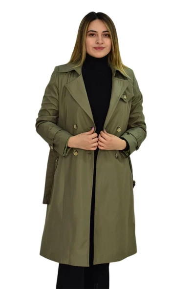 Kadın Kemerli Trençkot K3064 BGL-ST03286 - Resim 6