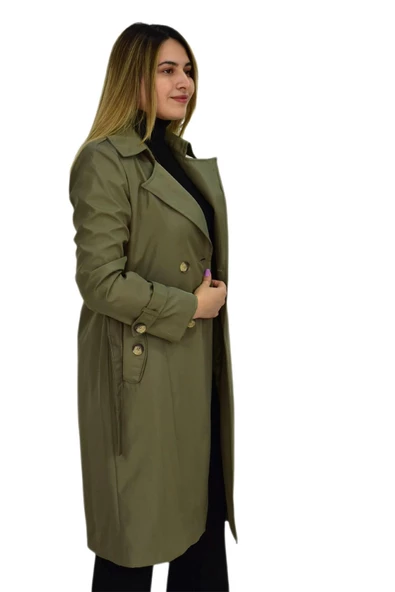 Kadın Kemerli Trençkot K3064 BGL-ST03286 - Resim 4