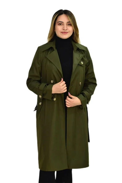 Kadın Kemerli Trençkot K3064 BGL-ST03286 - Resim 7