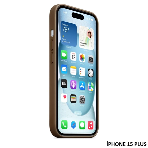 iPhone 15 Plus için MagSafe özellikli Mikro Dokuma Kılıf - 12