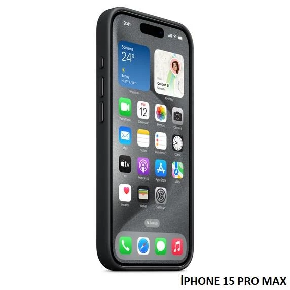 iPhone 15 Pro Max için MagSafe özellikli Mikro Dokuma Kılıf - 6