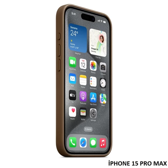 iPhone 15 Pro Max için MagSafe özellikli Mikro Dokuma Kılıf - 12