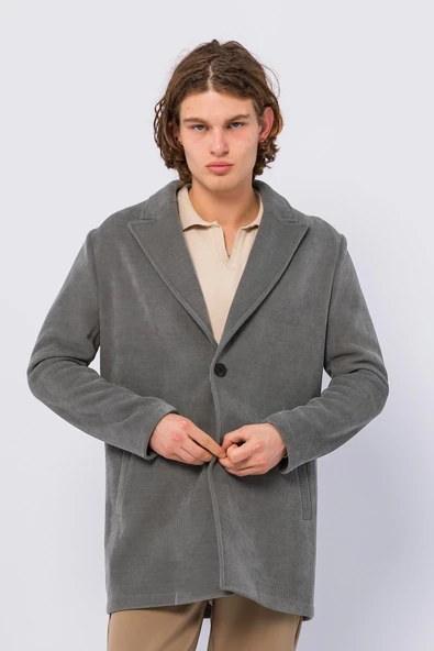 Erkek Renkli Regular Fit Kadife Laminasyonlu İçi Polarlı Sıcak Tutan Kışlık Klasik Kaban - 10