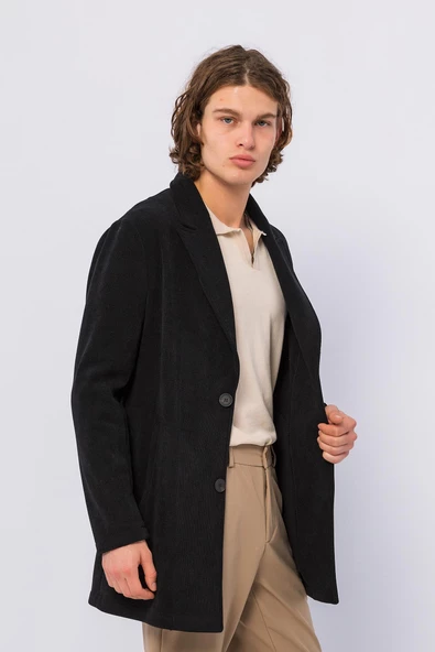 Erkek Renkli Regular Fit Kadife Laminasyonlu İçi Polarlı Sıcak Tutan Kışlık Klasik Kaban - 8