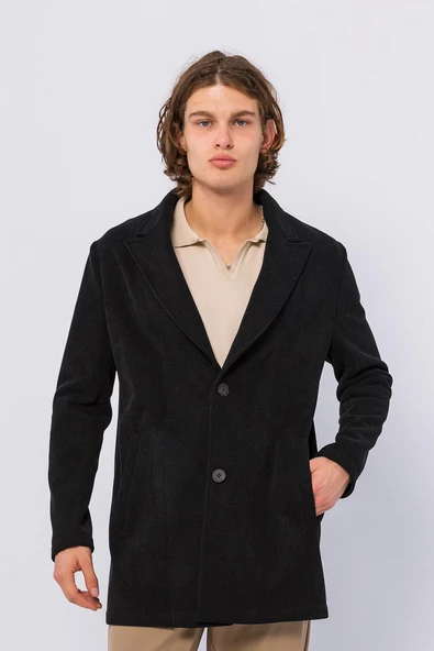 Erkek Renkli Regular Fit Kadife Laminasyonlu İçi Polarlı Sıcak Tutan Kışlık Klasik Kaban - 2