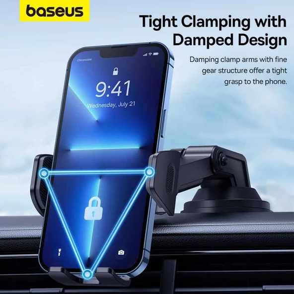 Baseus Süper Vantuzlu Kelepçeli Düşmez Titremez Torpido Üstü Telefon Tutucu, Uzayabilen ve Cama Yapışabilen Tutucu - 4