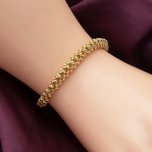 14 Ayar Sarı Altın Örgü Dorika Bileklik - Resim 4