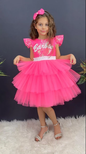 Pul Payet Tütülü Taçlı Parti Elbisesi MNK0555