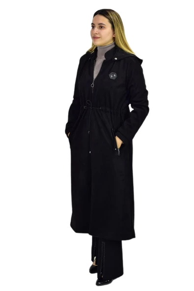 Kadın Kışlık Cepli Fermuarlı Kapüşonlu Süet Kap Tunik BGL-ST03306 - 9