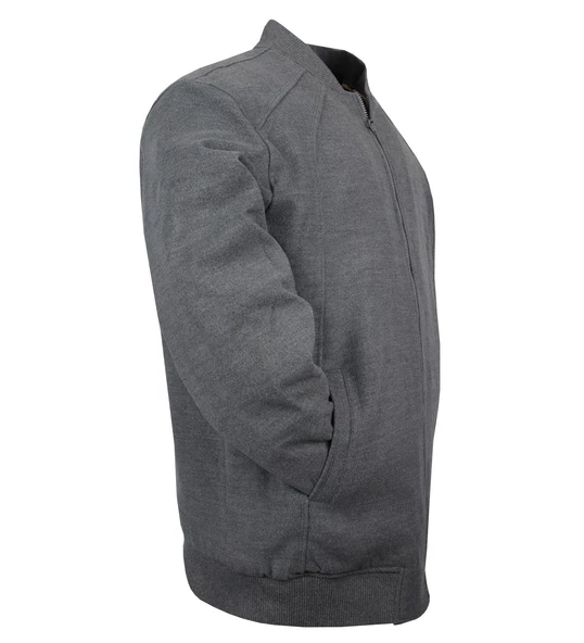 Büyük Beden Ribanalı Kaşe Mont Gri - 4