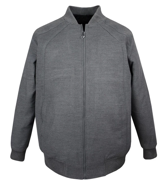 Büyük Beden Ribanalı Kaşe Mont Gri