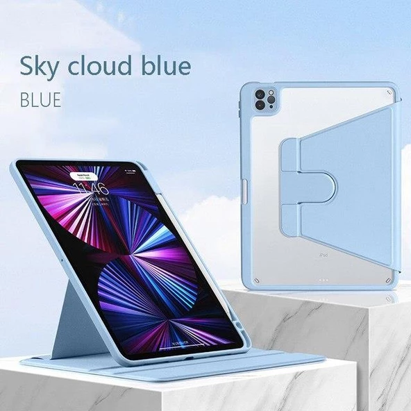 İpad Mini 6 Uyumlu Kılıf Katlanır Kalem Bölmeli Standlı Uyku Modlu Akıllı Kapak - 9