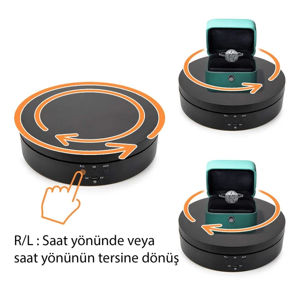 UpWay 360 Derece Hız Ayarlı Otomatik Döner Motorlu Ürün Teşhir Fotoğraf Çekim Standı - 3