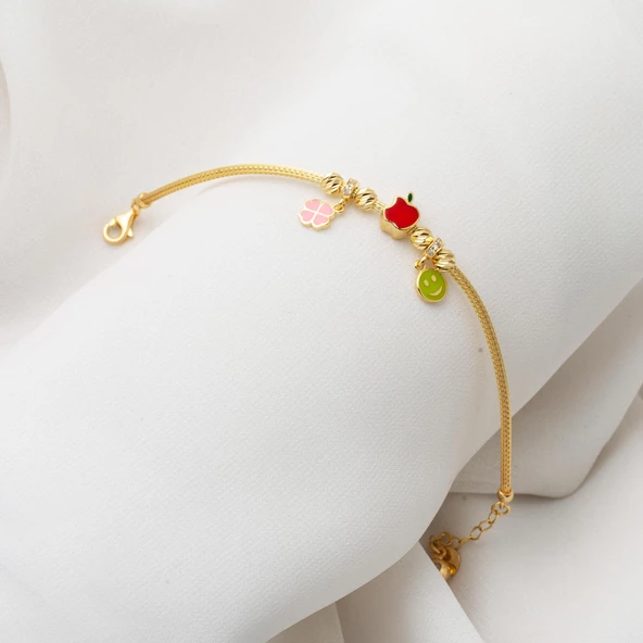 Elma Model Pandora Altın Çocuk Bilekliği - Resim 3