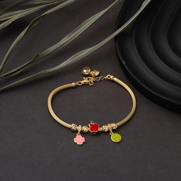 Elma Model Pandora Altın Çocuk Bilekliği - Resim 2