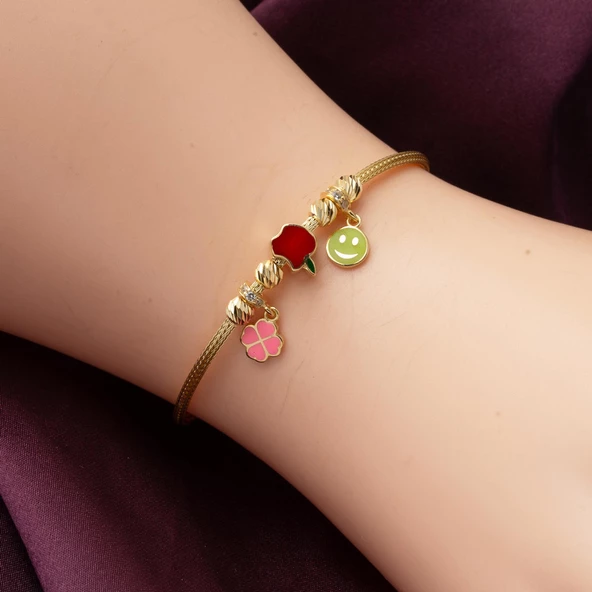 Elma Model Pandora Altın Çocuk Bilekliği - Resim 4