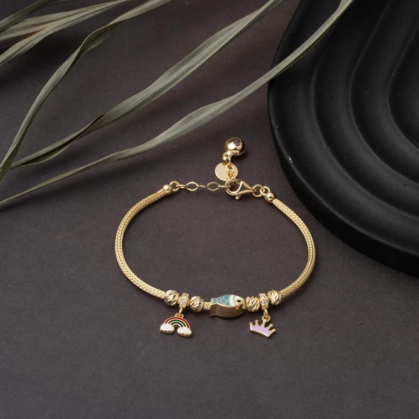 Balık Pandora Altın Çocuk Bilekliği - Resim 5