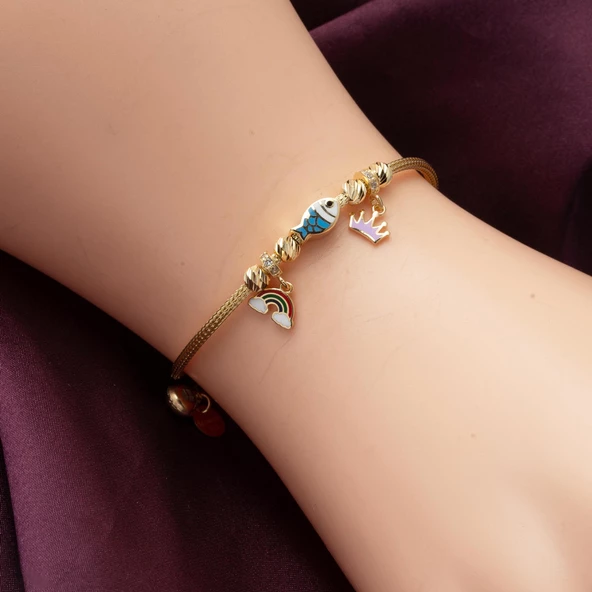 Balık Pandora Altın Çocuk Bilekliği - Resim 3