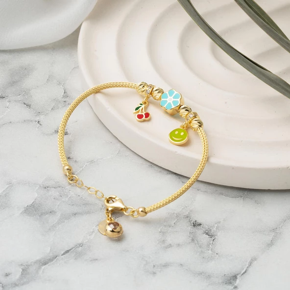 Papatya Altın Pandora Çocuk Bilekliği - Resim 3