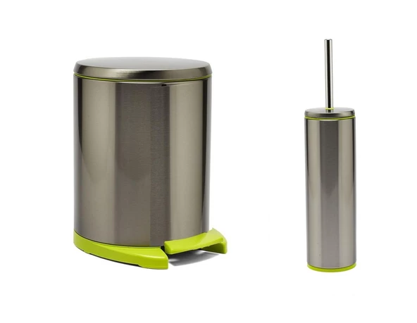 Primanova Cigo Pedallı Paslanmaz Çelik Çöp Kovası + Klozet fırçası - 3