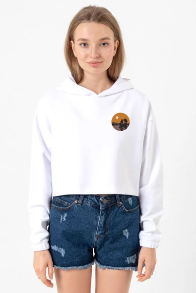 One Piece Anime Thousand Sunny Beyaz Optik Kadın Crop Kapşonlu ürün görseli 1