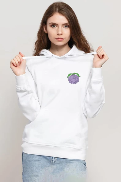 One Piece Anime Yami Yami Devil Fruit Beyaz Kadın 3ip Kapşonlu Sweatshirt ürün görseli