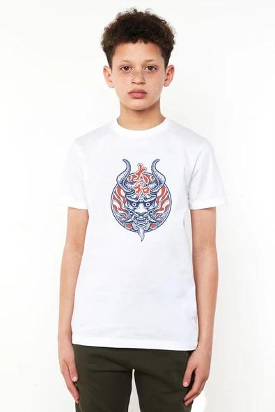 One Piece Anime Yamato Mask Beyaz Çocuk Bisikletyaka Tshirt