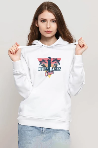 Outer Banks Chill Beyaz Kadın 3ip Kapşonlu Sweatshirt ürün görseli