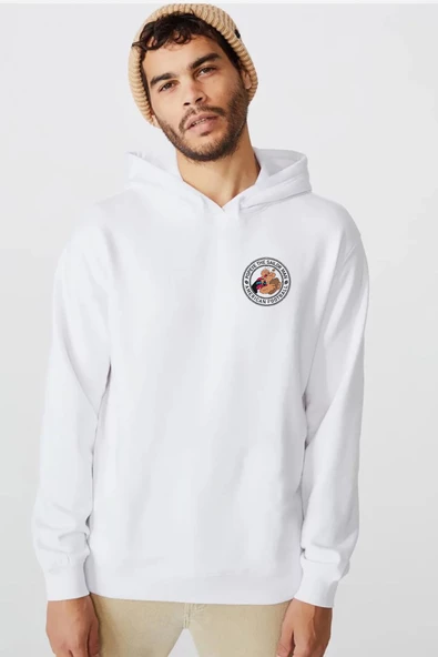 Popeye The Sailor Man Beyaz Erkek 3ip Kapşonlu  Sweatshirt