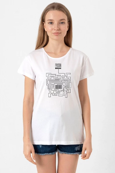 Prison Break Labyrinth Beyaz Kadın Bisikletyaka Tshirt