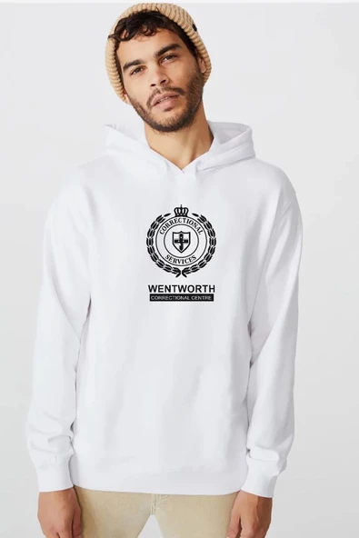 Prison Break Wentworth Beyaz Erkek 3ip Kapşonlu  Sweatshirt