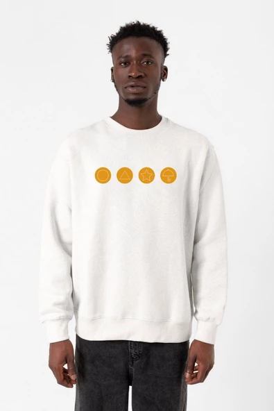 Squid Game Dalgona Candy Beyaz Erkek 2ip Sweatshirt