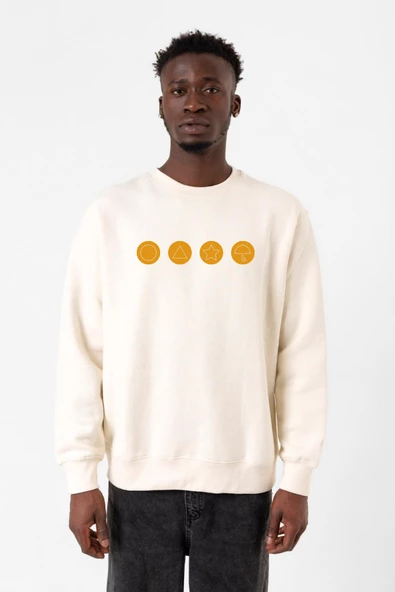 Squid Game Dalgona Candy Ekru Erkek 2ip Sweatshirt