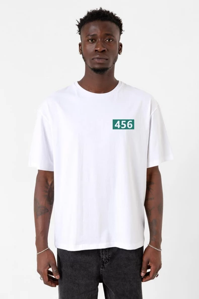 Squid Game Player 456 Beyaz Erkek Oversize Tshirt - 1