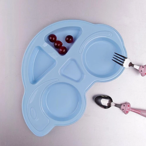 Hometarz Plastik Mama Tabağı 4 Bölmeli Pratik Bebek Yemek Tabağı Çocuk Kahvaltı Tabağı BPA İçermez