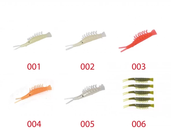Captain 3052 Silikon Karides 6cm Suni Yem 5'li Paket 001 - 2