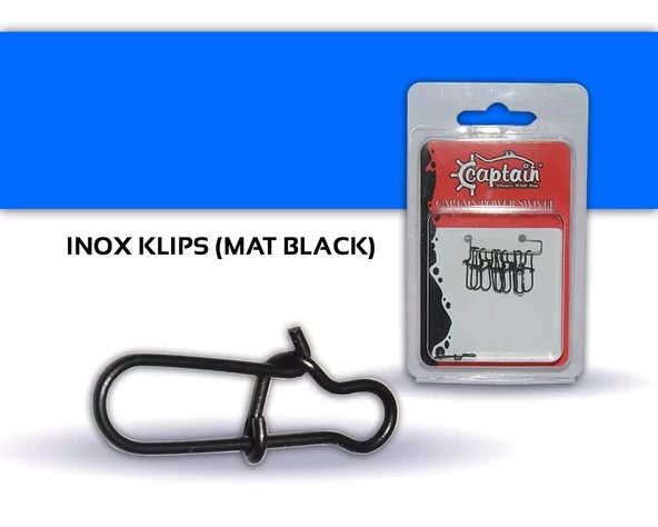 Captain 5016 Sahte Balık Klipsi Snap İnox 10'lu Paket Mat Black 0