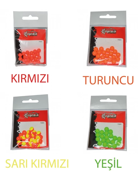 Captain 7665 Renkli Boncuk Yuvarlak 7,5mm Plastik Boncuk 20'li Paket Kırmızı - 2