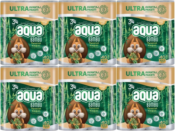 Aqua Tuvalet Kağıdı 3 Katlı 240 Lı Set Bambu Ultra Avantaj Pk (6PK*40)