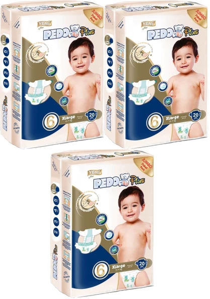 Pedo Plus Bebek Bezi Beden:6 (15+KG) Extra Large 60 Adet Jumbo Fırsat Pk