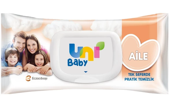 Uni Baby Islak Havlu Mendil 90 Yaprak Aile (2 Li Set) 180 Yaprak Plastik Kapaklı - 3