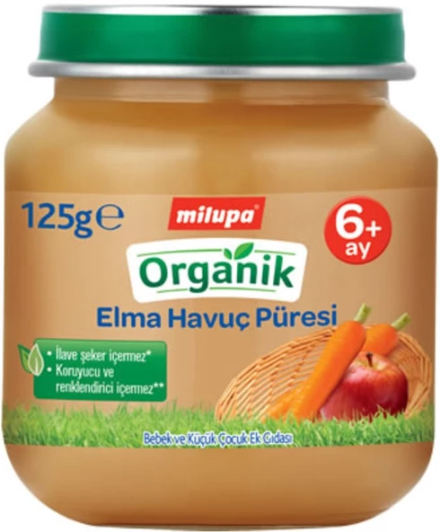 Milupa Organik Kavanoz Maması Püre 125GR Elma Havuç