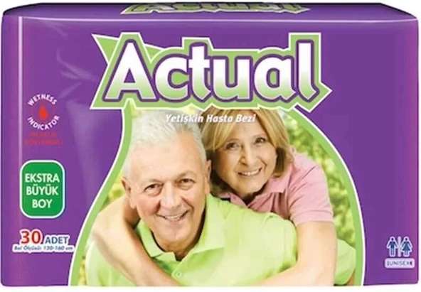 Actual Yetişkin Hasta Bezi Bel Bantlı XL - Ekstra Büyük - Extra Large 150 Adet (5PK*30) - Resim 2