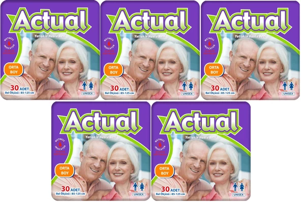 Actual Yetişkin Hasta Bezi Bel Bantlı M - Medium - Orta 150 Adet (5PK*30) ürün görseli
