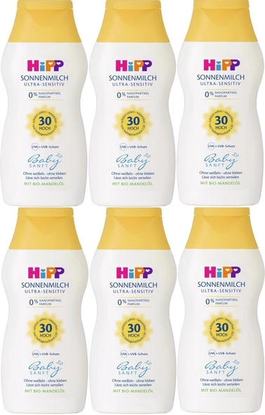 Hipp Babysanft Bebek Güneş Sütü 200Ml (30 Faktör) (6 Lı Set)